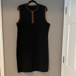 Ralph Lauren Black Sleeveless Shift Dress with Tan Trim